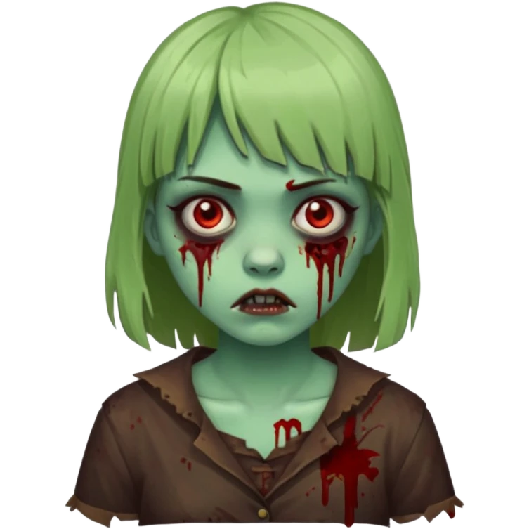 Zombi tradicional menina com franja emoji