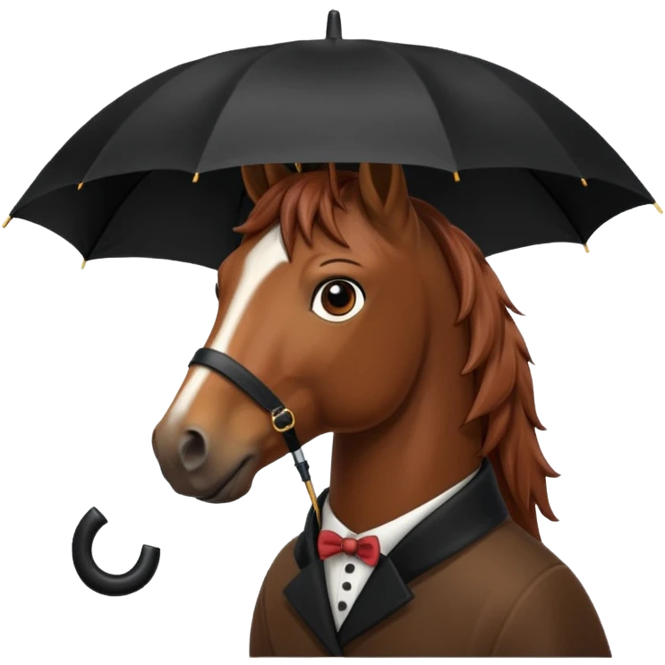 horse with black umbrella closeup view emoji