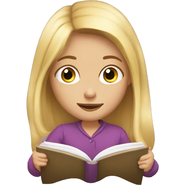 blonde girl reading a book emoji