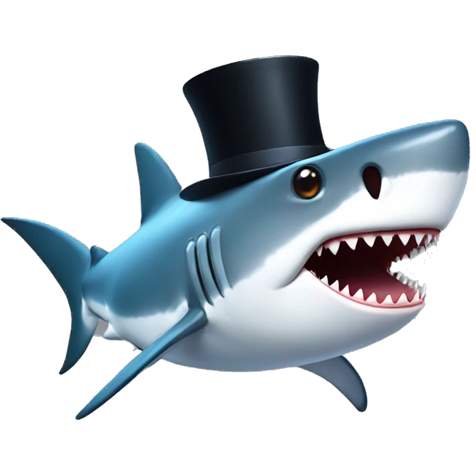 Shark with a top hat emoji