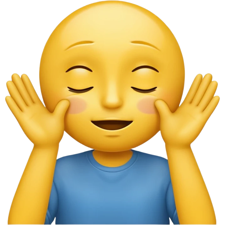 yellow emoticon with hands over eyes not smiling emoji