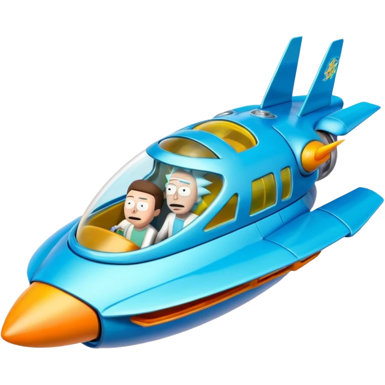 Hot wheels Rick and Morty flying in a spaceship to citadel emoji