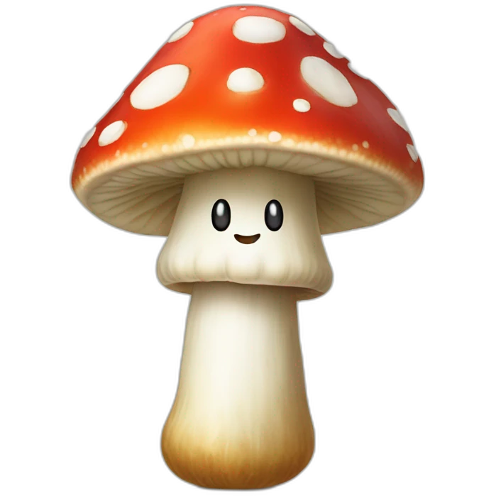 Amanita muscaria with happy face emoji
