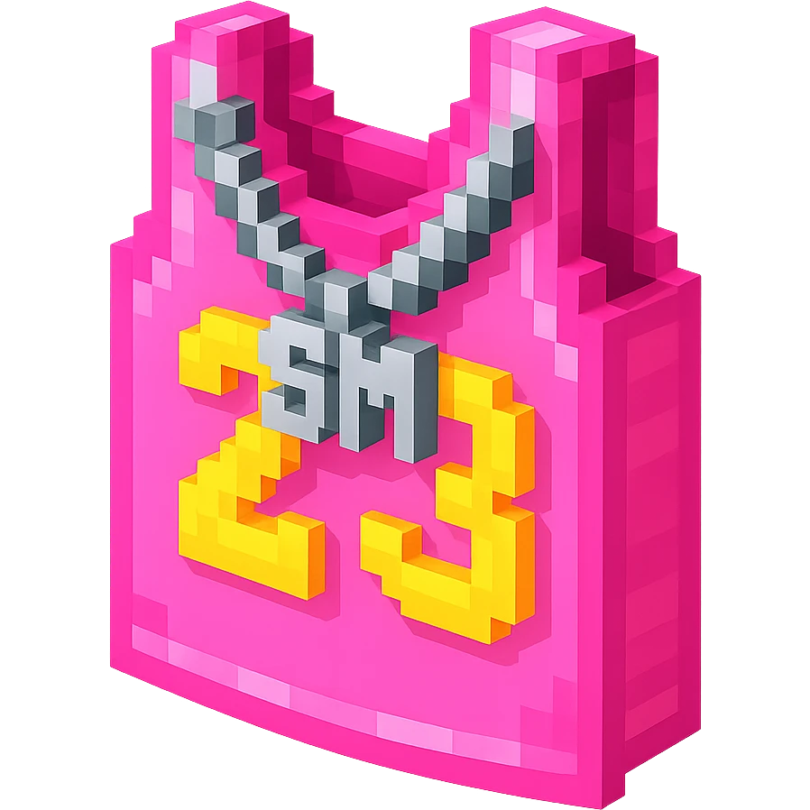 светящейся розовая баскетбольная майка с надписью "23" и серебряная цепь с надписью "SM", no background emoji