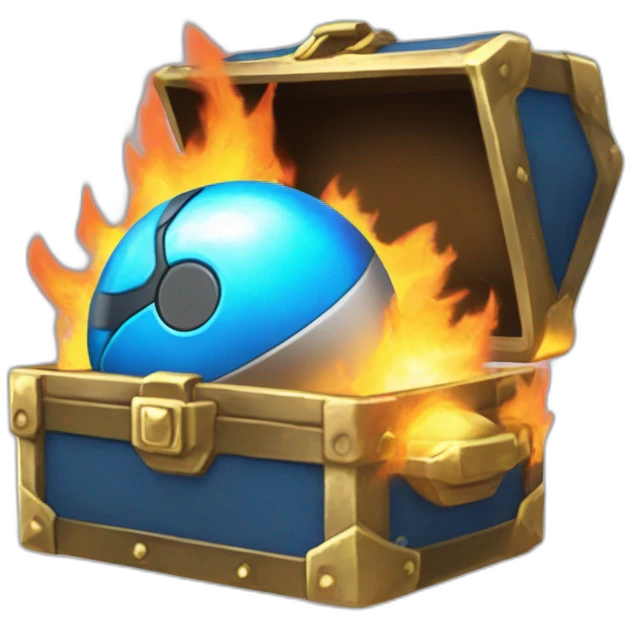 Pokemon Game LootCase Color Blue Fire Flame Rich Treasure Legendary Epic Pokeballs and Pokemons Inside this have Shiny Glow emoji