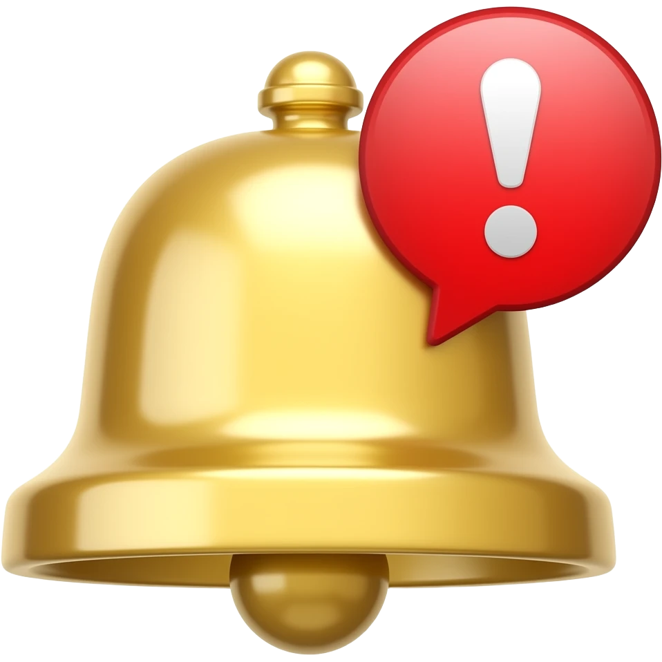 El emoji de una Campana notificando con un símbolo de alerta emoji