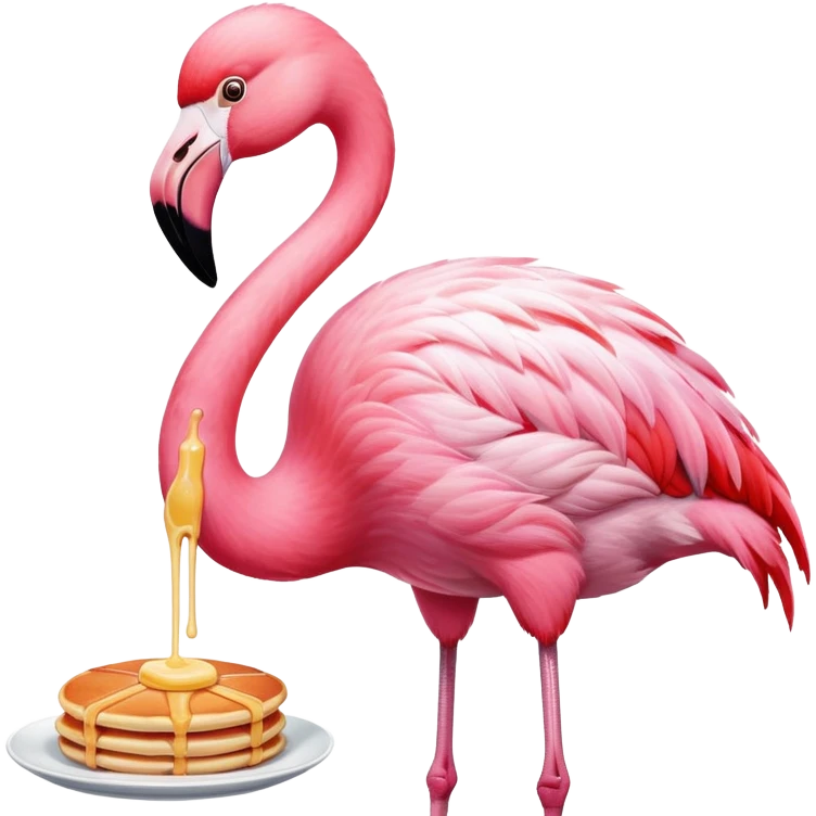 flamingo with a pancake emoji