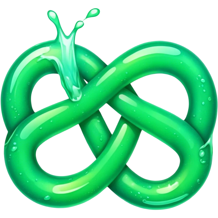 an emerald money green infinity sign emoji with turquoise lime juice streaks emoji