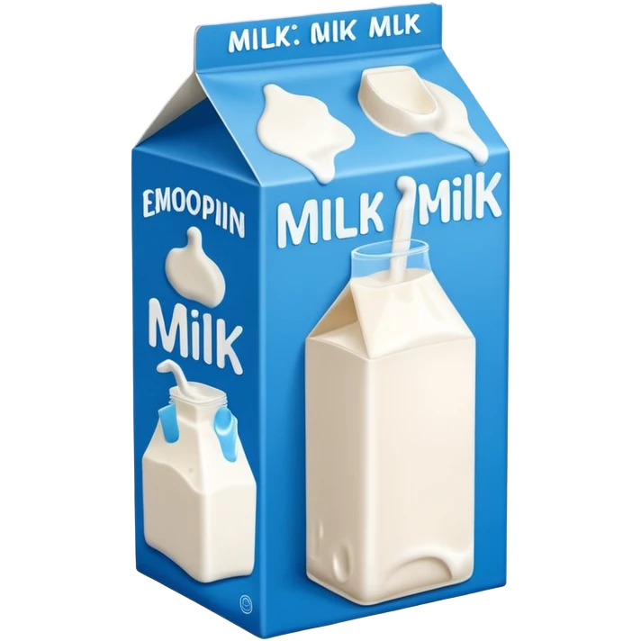 blue and white milk carton with milk label emoji