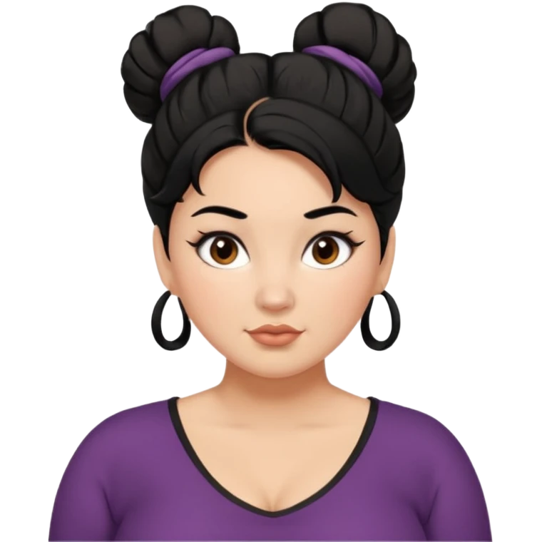 Messy bun black hair brown eyes glamorous full women emoji