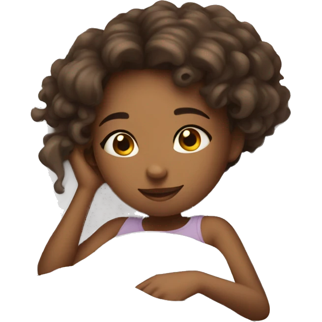 Girl relaxing in bed, girly and cute emoji
