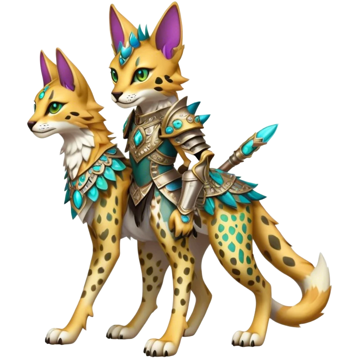 Epic Edgy Colorful ethereal eldritch Sergal-Serval-Fionbri full body emoji