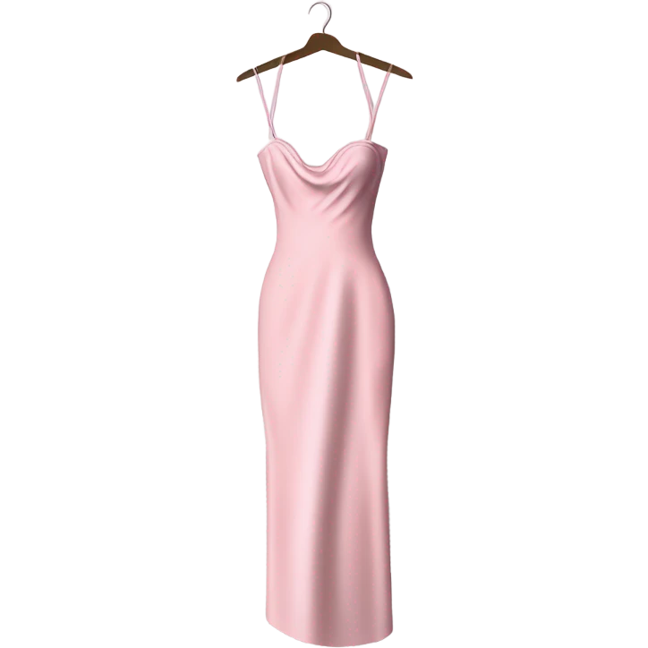 sparkly baby pink long bodycon dress on hanger emoji