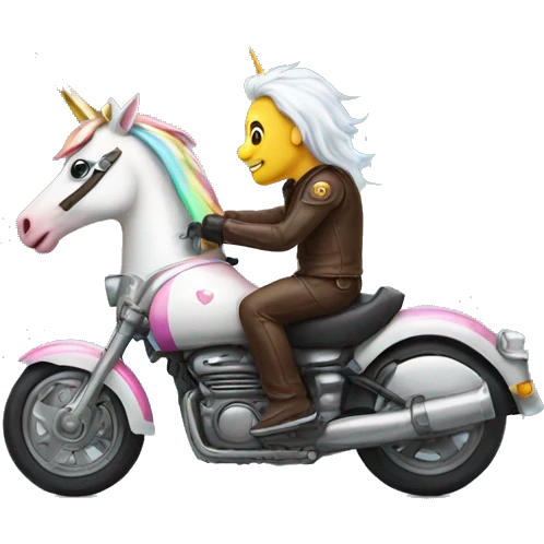 A unicorn in a motocycle emoji