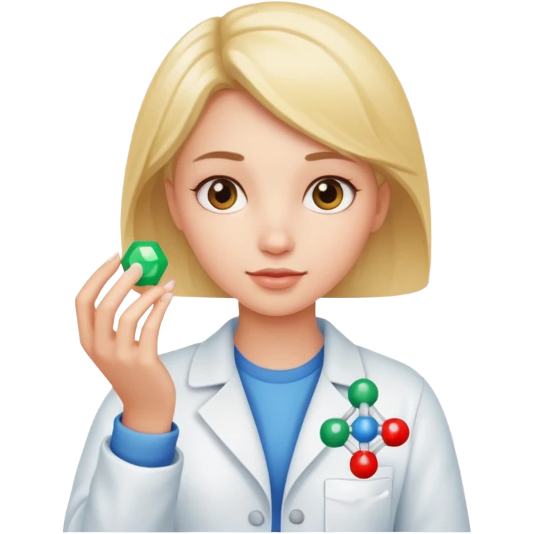 a girl holds a molecule in her hand emoji