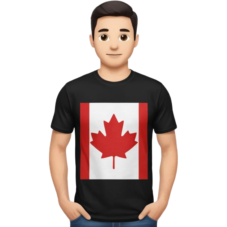 Ultra realistic black tshirt, with Canadian flag graphic design emoji