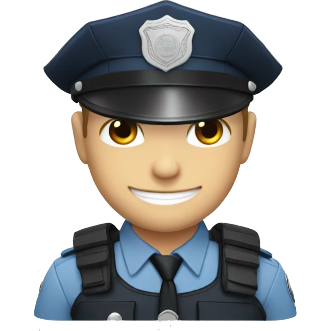 A police man, white skin, happy emoji