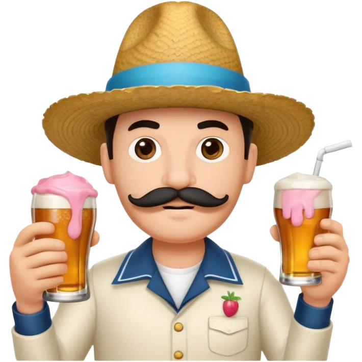 Genérame un camarón con tu tarro en mano de cerveza moderna, asomándose or un costado con cara de curiosidad  emoji