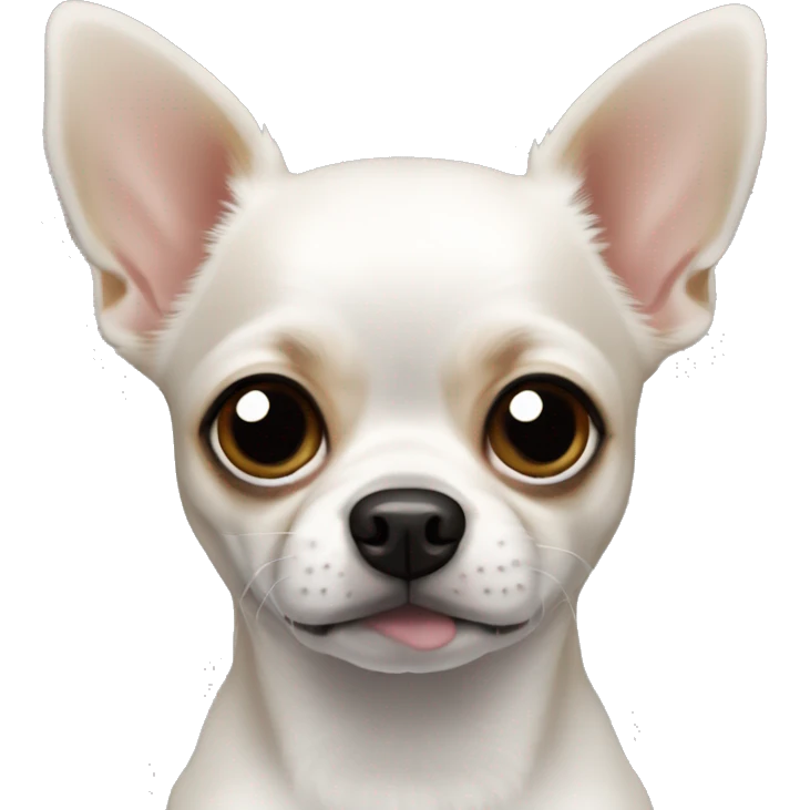 Perro Chihuahua blanco con manchas negras, gordito y  alegre emoji