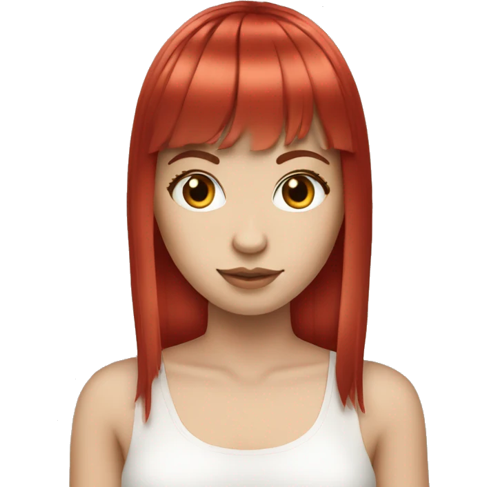 cherry red hair white girl with bangs emoji