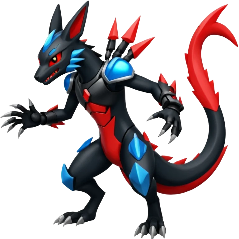 Edgy futuristic Zeraora-Salandit-Lucario-fusion emoji