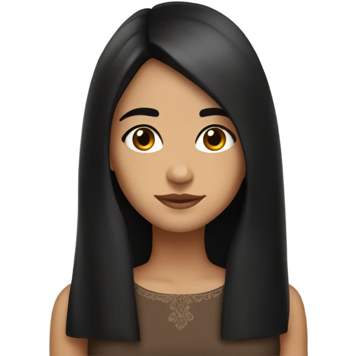 Hyper Realistic very Beautiful Spanish girl brown eyes straight very long dark black hair  emoji