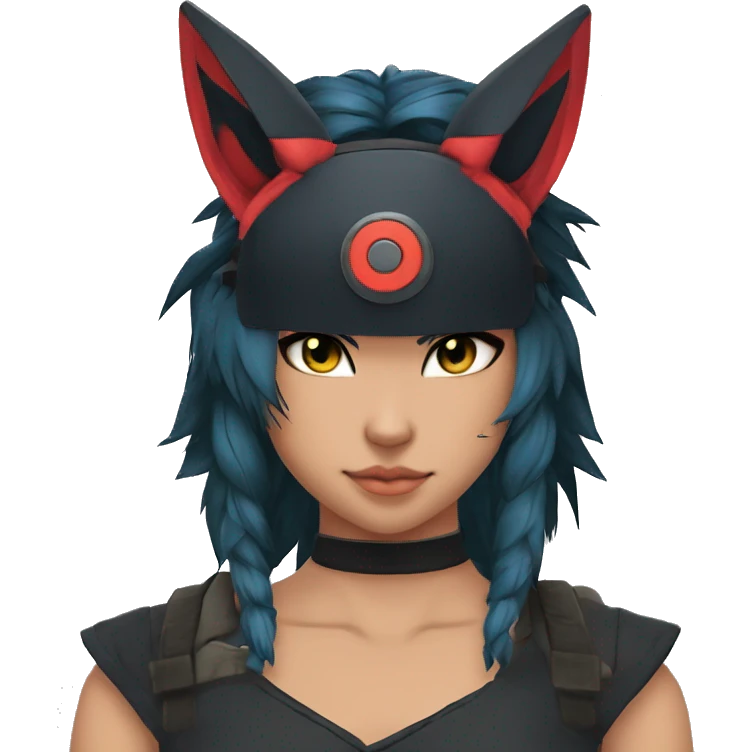 Edgy Cool Anthro Samurai cool pretty dark Litten-Pokémon-cat-fursona-animal techwear Headband emoji