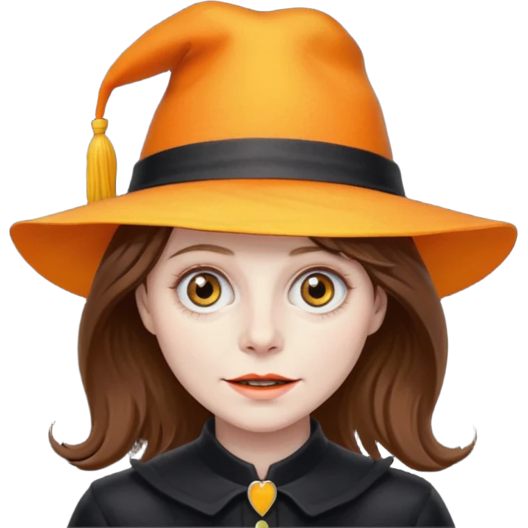 babadook with brown hair and a hat that's bright orange and yellow emoji
