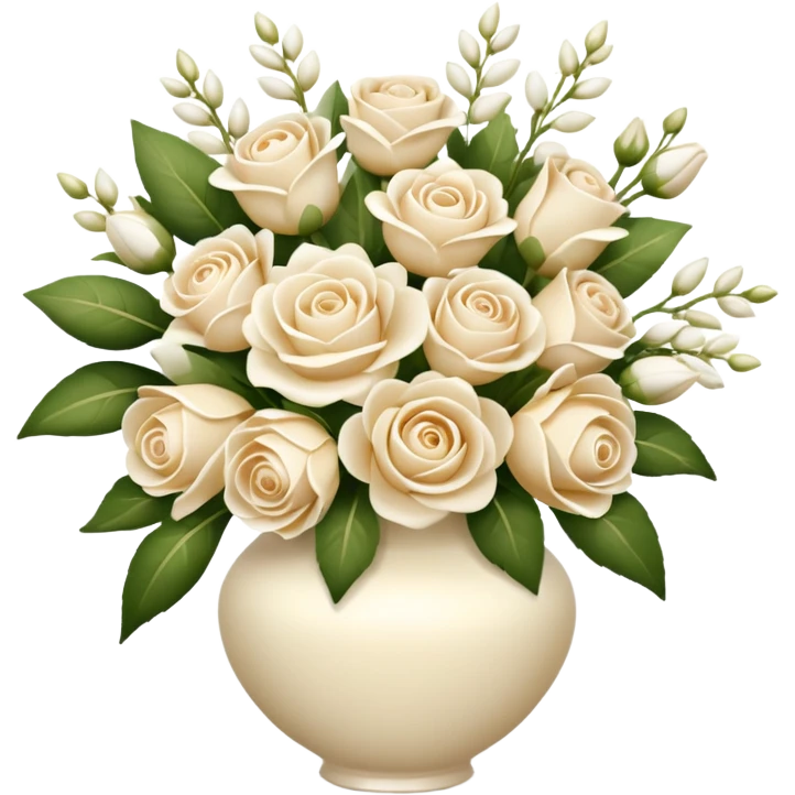 flower arrangements in a cream and white bouquet emoji