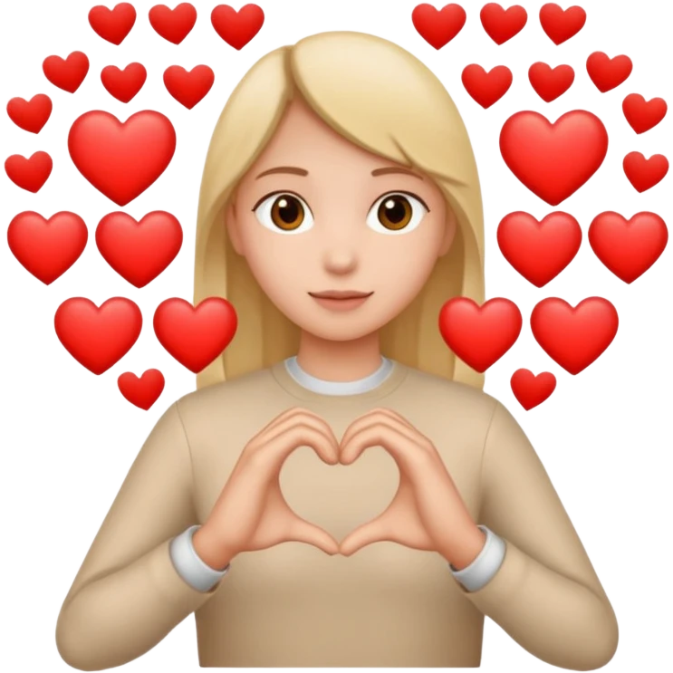 Tu peut me faire un emoji ou il y a une personne qui fait la forme de un cœur et à l’intérieur il y a un cœur et tout autour il y a pleins de cœurs  emoji