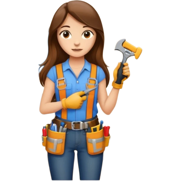 beautiful girl with long brown hair constructing new lounge room area with flat screen tv and couch emoji