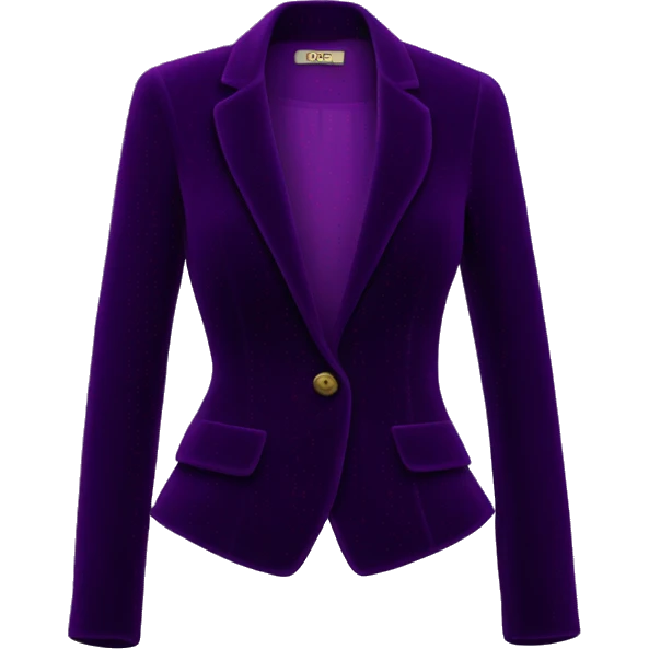Realistic isolated dark purple velvet feminine fashion blazer. emoji