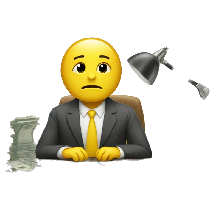 working hard for money desk yellow character emoji