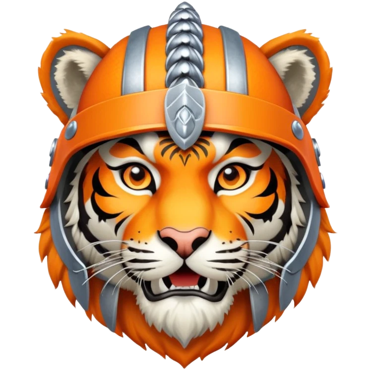 Russian bogatyr tiger with helmet and chainmail emoji
