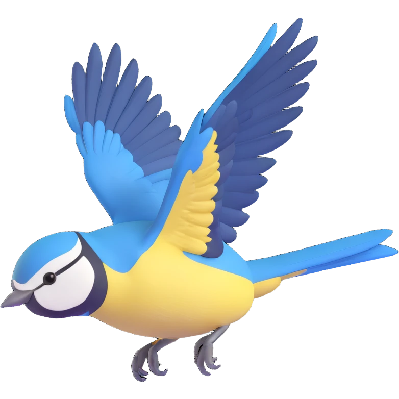 Eurasian blue tit bird in flight emoji