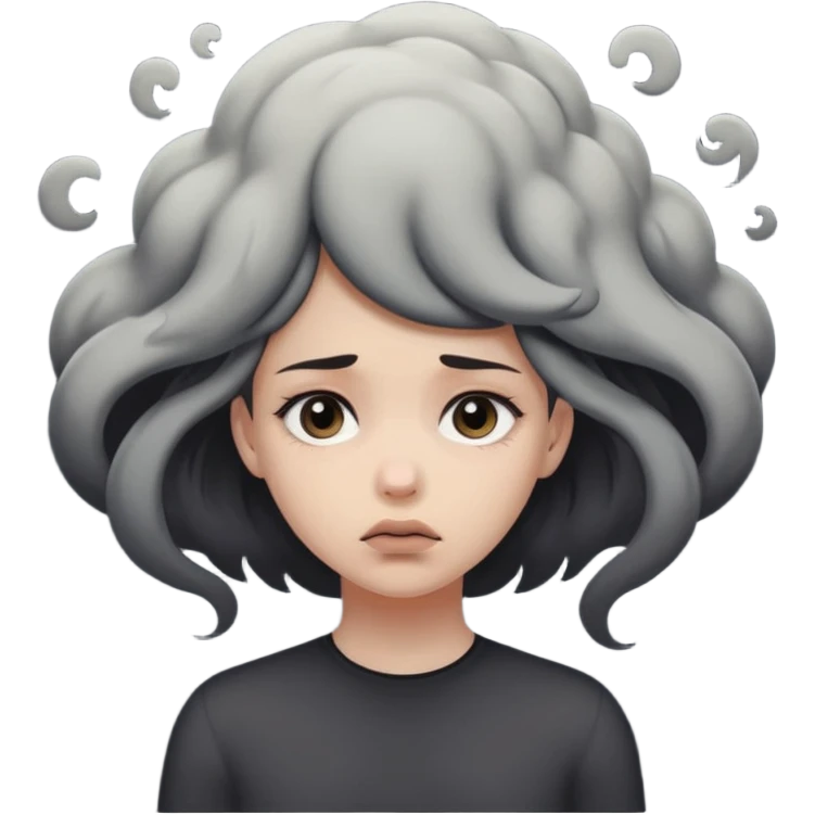 девушка, в голове черное облако мрачных мыслей  emoji