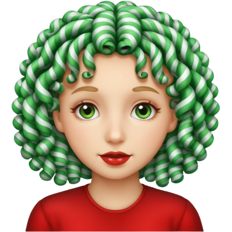 girl with curly hair made out of peppermint emoji