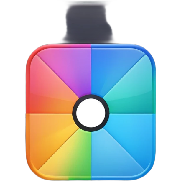 Davinci resolve "Color managment" shape, glossy iconm (rainbow colors) square with rounded edges (black glossy background) emoji