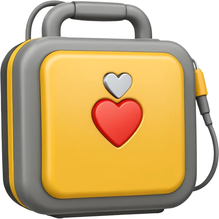 defibrillator, yellow and gray, minimal, apple emoji style, no text emoji
