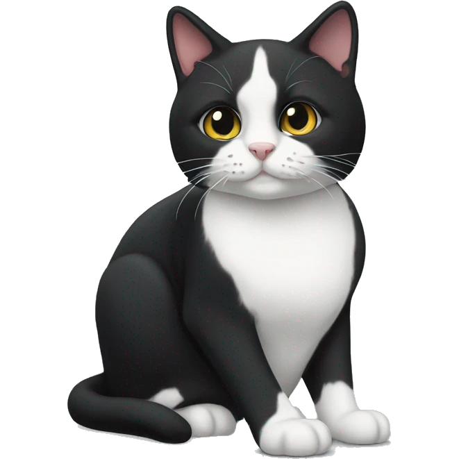 Tuxedo cat with white starting at nose laying down emoji