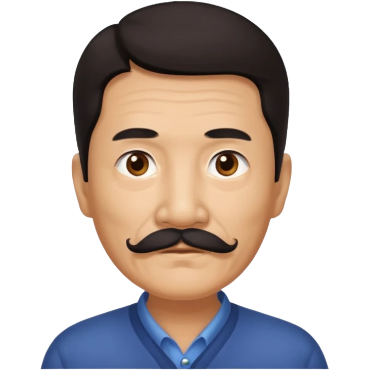 Older Chinese man with dark hair and full mustache emoji