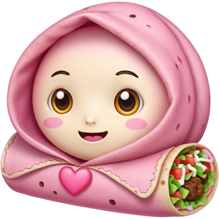 pink hearts burrito valentine hearteyes face cute kawaii niche  emoji