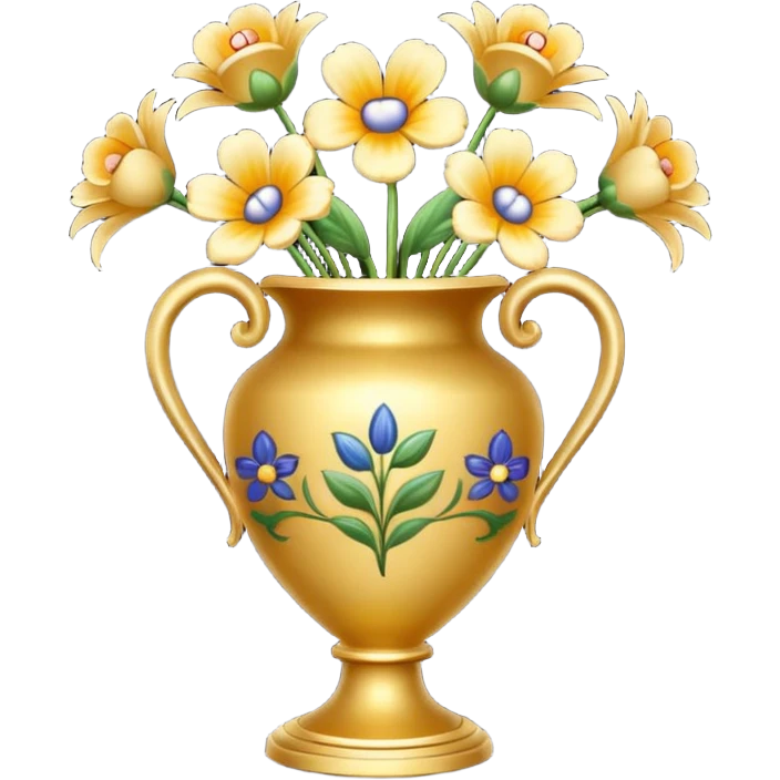 Golden vase with flowers pattern  emoji
