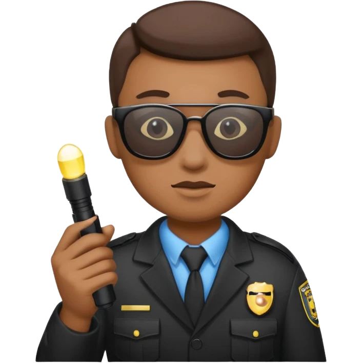 school security, sun glasses, holding flashlight emoji