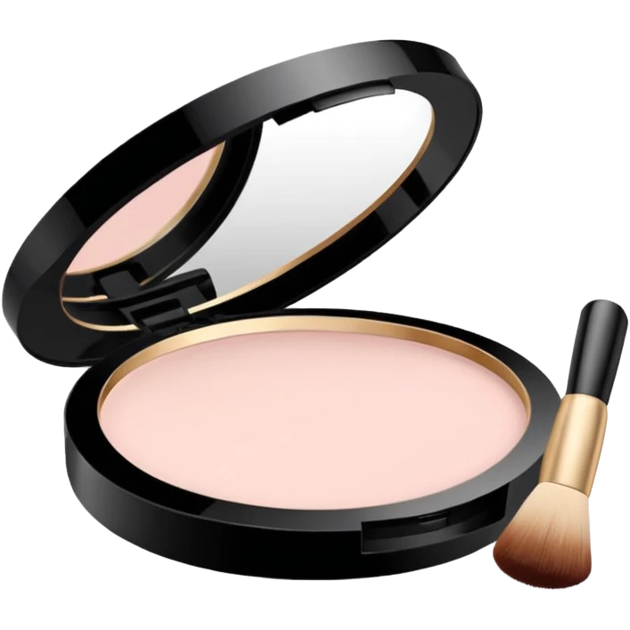 makeup powder with brush, elegant, light pink and beige emoji