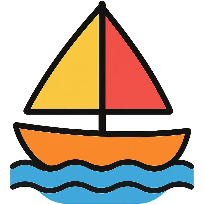 colorful boat with sail on water emoji