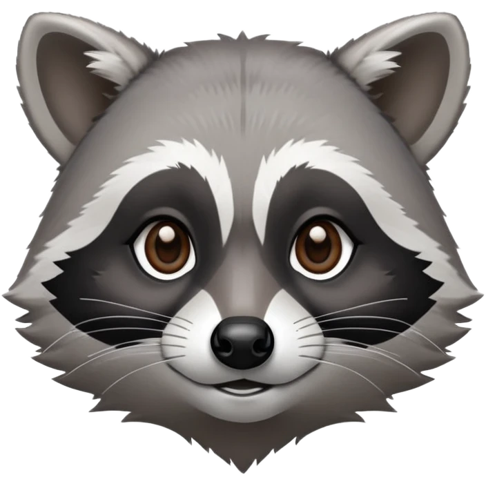 Cinematic-Noble-Raccoon-Portrait-Emoji – Poised and confident, with a sturdy build and a beautifully textured fur of silver-grey accented by dark black facial markings, deep-set, intelligent brown eyes, simplified yet sharp and sophisticated zoom out to show shoulders emoji
