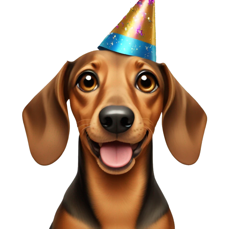 Dachshund wearing New Year's Eve party hat emoji