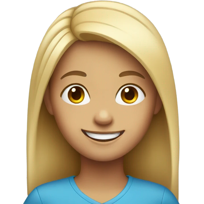 smiling girl in blue shirt  emoji
