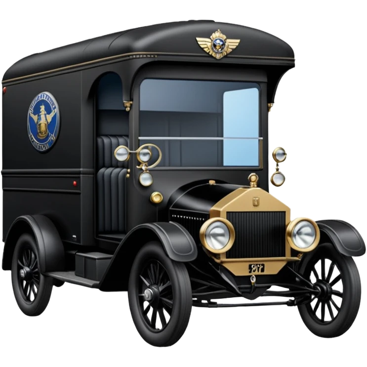 Ornate but stealth 1912 Darth Vader Rolls Royce Grumman mail truck emoji